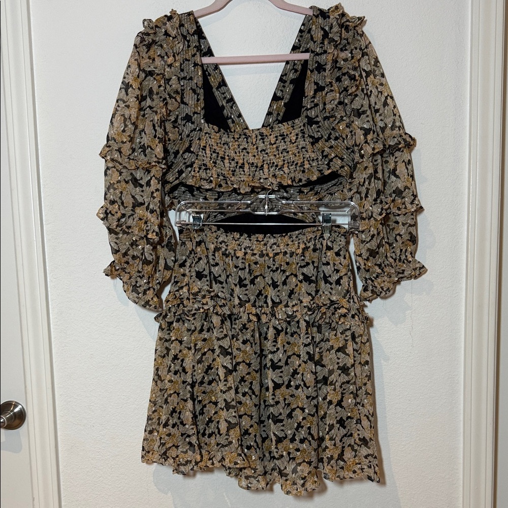 Anthropologie V-neck Ruffle Cut Out Dress Size medium - Picture 13 of 15